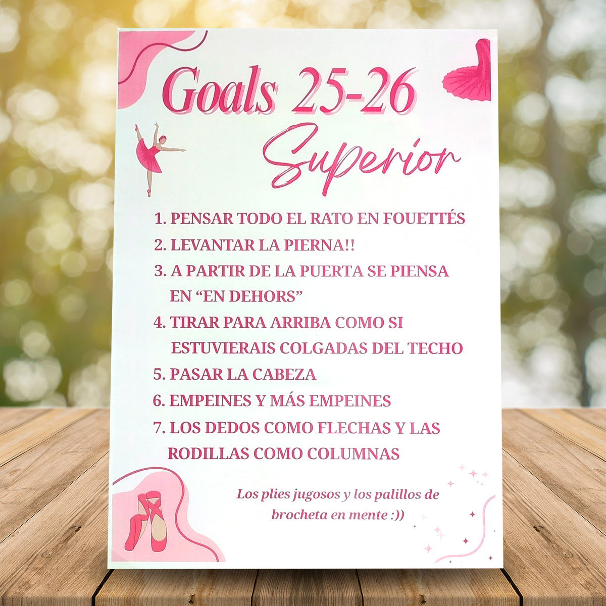 Objetivos en un cartel